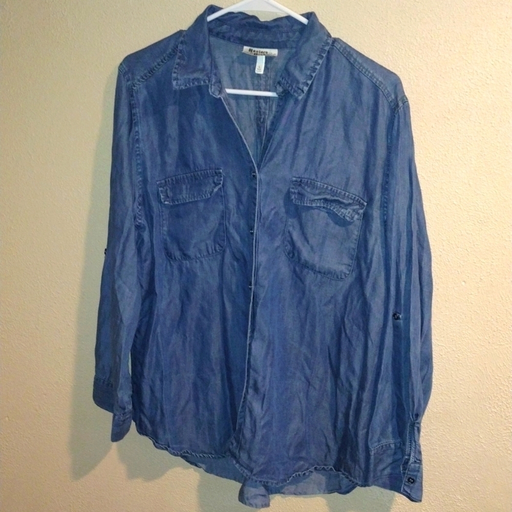 Hester & Orchard 100% Tencel Chambray Button Down Shirt L